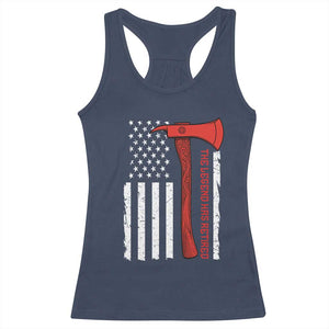 The Legend Has Retired Firefighter Racerback Tank Top Vintage Retirement Gifts Fireman American Flag TS10 Navy Print Your Wear