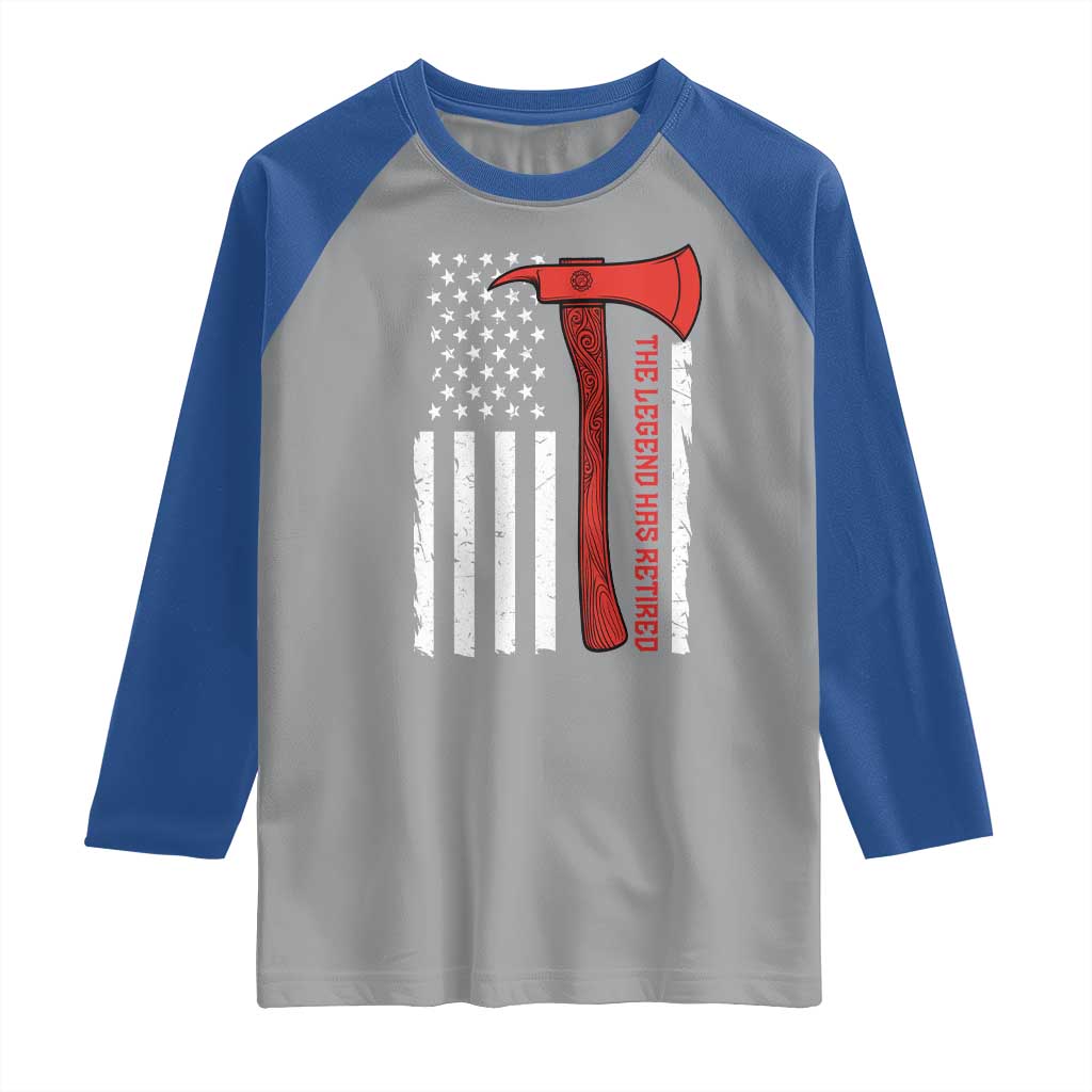 The Legend Has Retired Firefighter Raglan Shirt Vintage Retirement Gifts Fireman American Flag TS10 Sport Gray Royal Print Your Wear