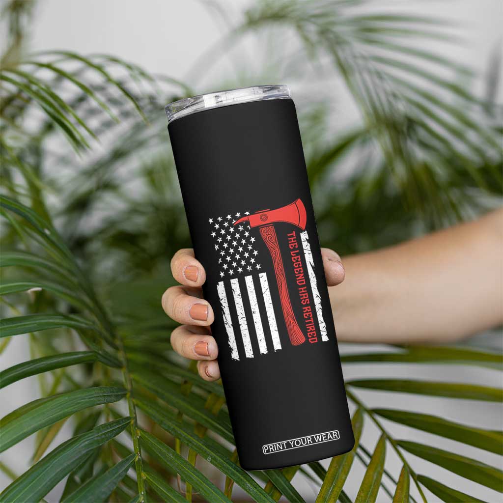 The Legend Has Retired Firefighter Skinny Tumbler Vintage Retirement Gifts Fireman American Flag TS10 Print Your Wear