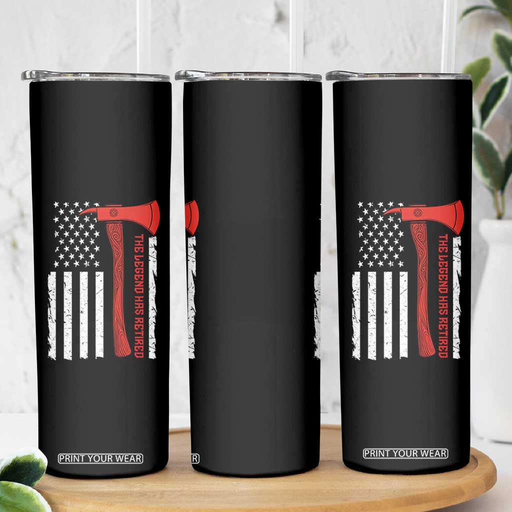 The Legend Has Retired Firefighter Skinny Tumbler Vintage Retirement Gifts Fireman American Flag TS10 Print Your Wear