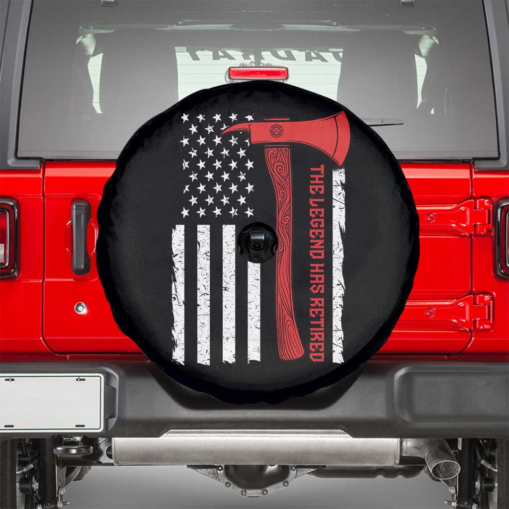 The Legend Has Retired Firefighter Spare Tire Cover Vintage Retirement Gifts Fireman American Flag TS10 Black Print Your Wear