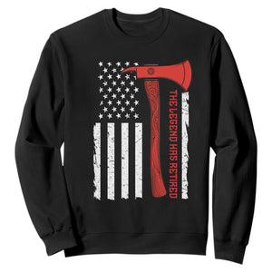 The Legend Has Retired Firefighter Sweatshirt Vintage Retirement Gifts Fireman American Flag TS10 Black Print Your Wear