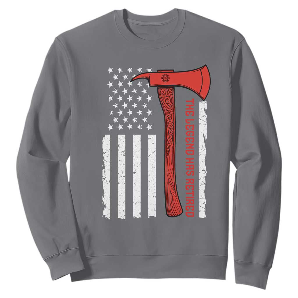The Legend Has Retired Firefighter Sweatshirt Vintage Retirement Gifts Fireman American Flag TS10 Charcoal Print Your Wear