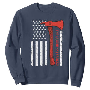 The Legend Has Retired Firefighter Sweatshirt Vintage Retirement Gifts Fireman American Flag TS10 Navy Print Your Wear