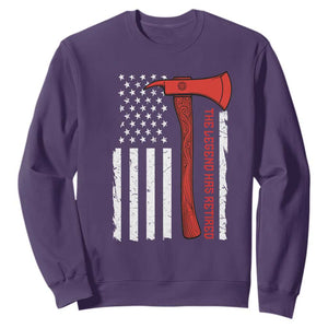 The Legend Has Retired Firefighter Sweatshirt Vintage Retirement Gifts Fireman American Flag TS10 Purple Print Your Wear