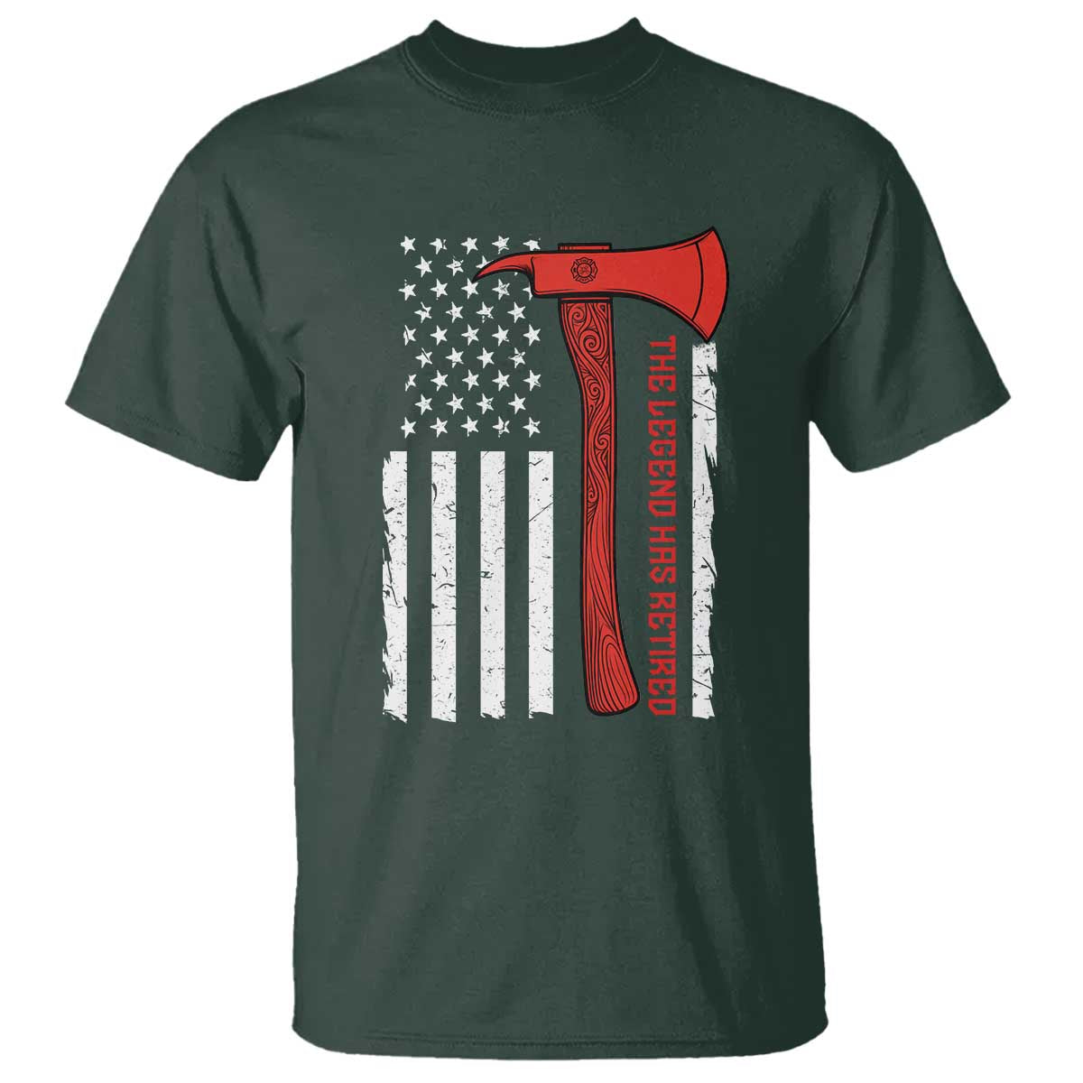 The Legend Has Retired Firefighter T Shirt Vintage Retirement Gifts Fireman American Flag TS10 Dark Forest Green Print Your Wear