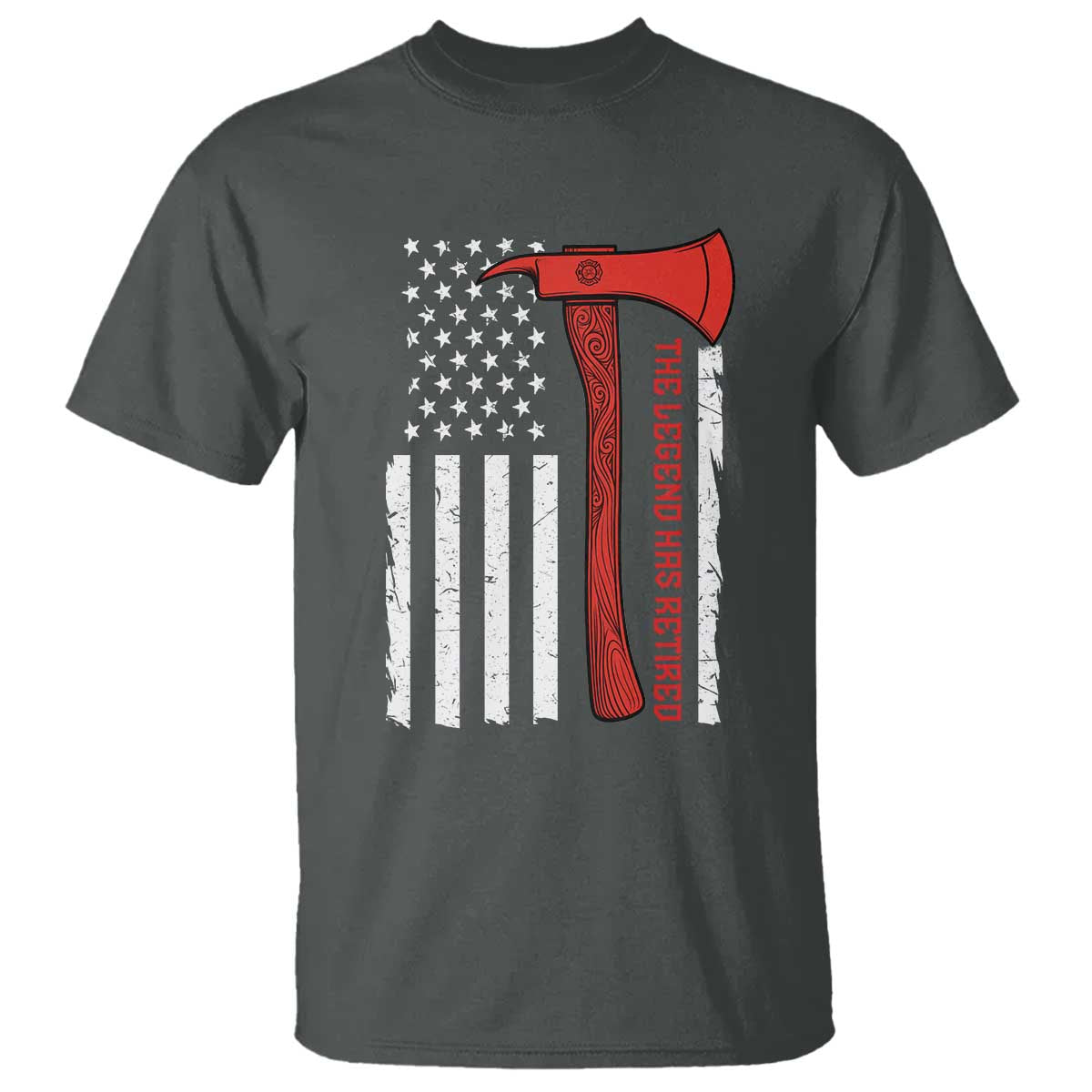 The Legend Has Retired Firefighter T Shirt Vintage Retirement Gifts Fireman American Flag TS10 Dark Heather Print Your Wear