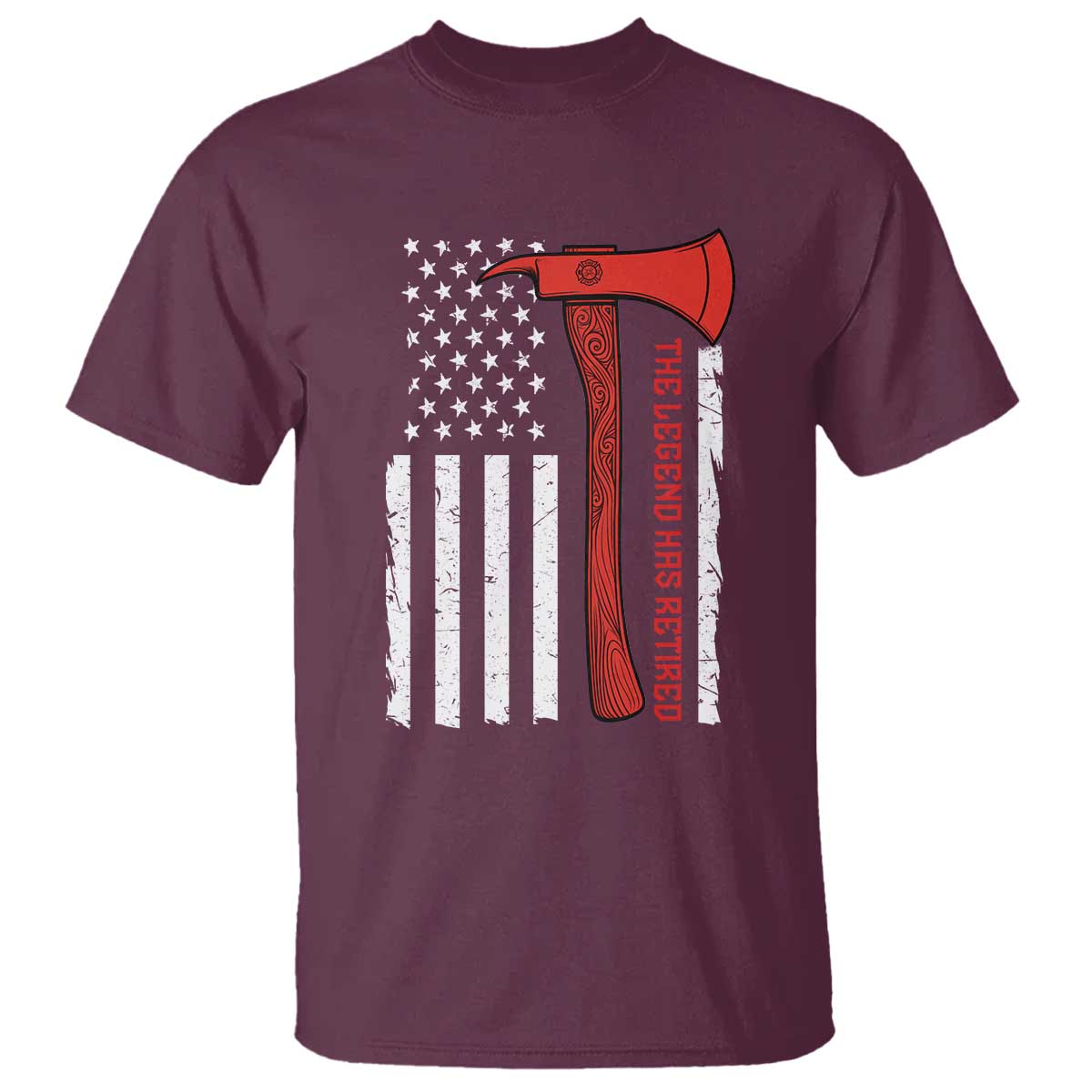 The Legend Has Retired Firefighter T Shirt Vintage Retirement Gifts Fireman American Flag TS10 Maroon Print Your Wear
