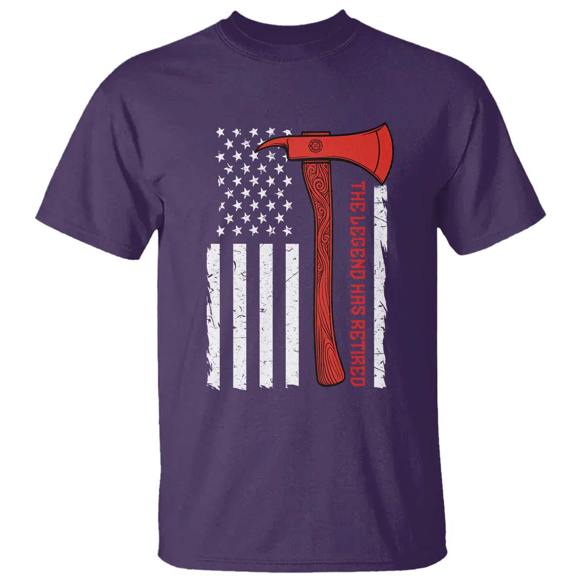 The Legend Has Retired Firefighter T Shirt Vintage Retirement Gifts Fireman American Flag TS10 Purple Print Your Wear