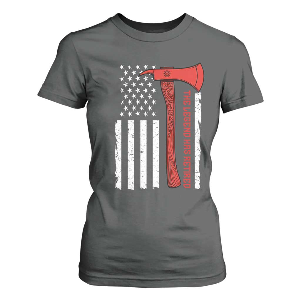 The Legend Has Retired Firefighter T Shirt For Women Vintage Retirement Gifts Fireman American Flag TS10 Dark Heather Print Your Wear