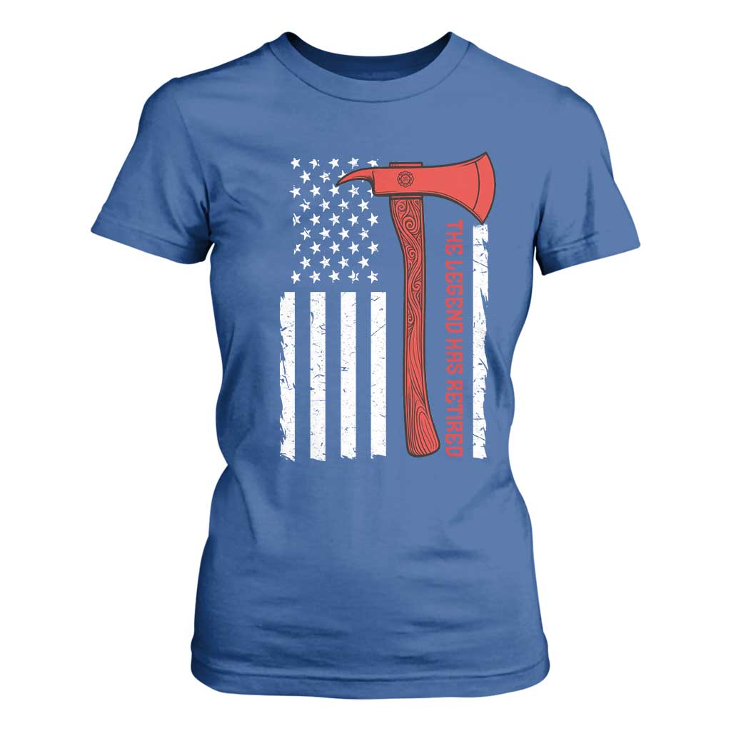 The Legend Has Retired Firefighter T Shirt For Women Vintage Retirement Gifts Fireman American Flag TS10 Royal Blue Print Your Wear
