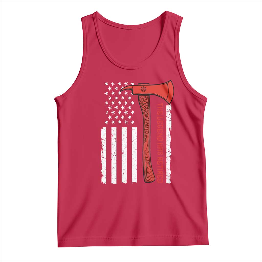 The Legend Has Retired Firefighter Tank Top Vintage Retirement Gifts Fireman American Flag TS10 Red Print Your Wear