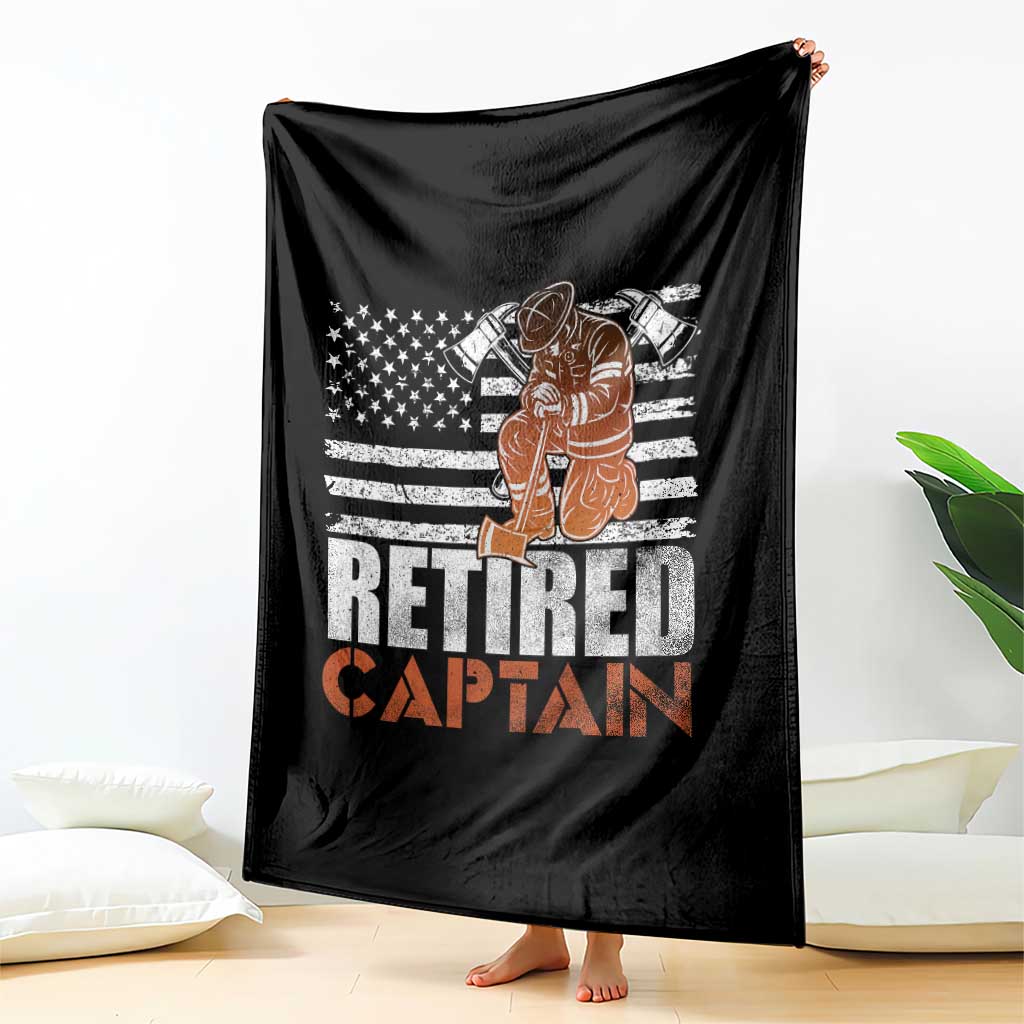Retired Firefighter Captain Throw Blanket Vintage Retirement Gifts Fireman American Flag TS10 Print Your Wear