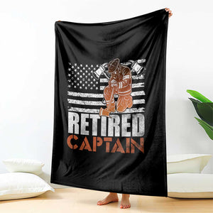 Retired Firefighter Captain Throw Blanket Vintage Retirement Gifts Fireman American Flag TS10 Print Your Wear