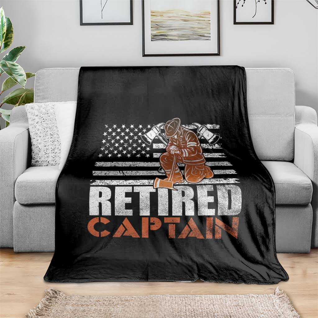 Retired Firefighter Captain Throw Blanket Vintage Retirement Gifts Fireman American Flag TS10 Print Your Wear