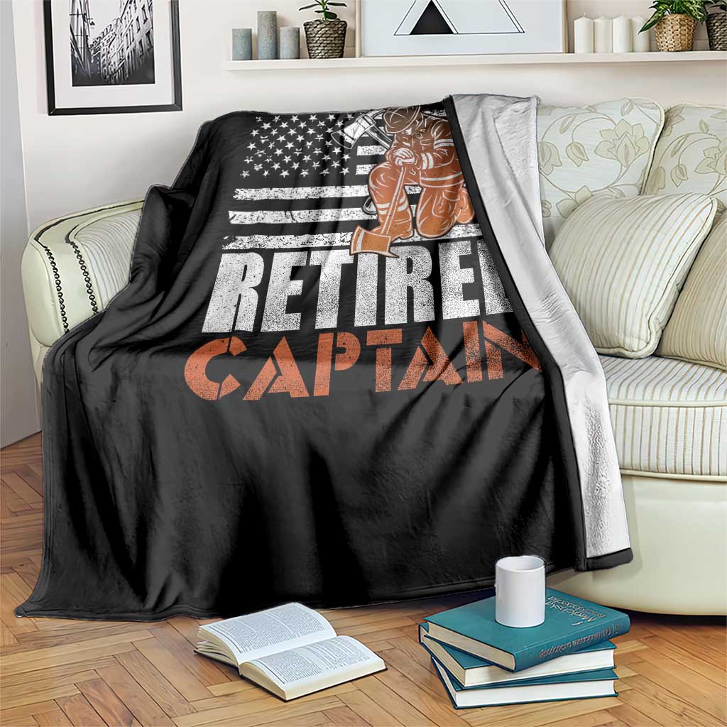 Retired Firefighter Captain Throw Blanket Vintage Retirement Gifts Fireman American Flag TS10 Print Your Wear