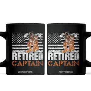 Retired Firefighter Captain Coffee Mug Vintage Retirement Gifts Fireman American Flag TS10 Black Print Your Wear