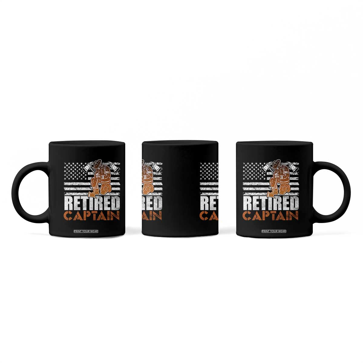 Retired Firefighter Captain Coffee Mug Vintage Retirement Gifts Fireman American Flag TS10 Print Your Wear