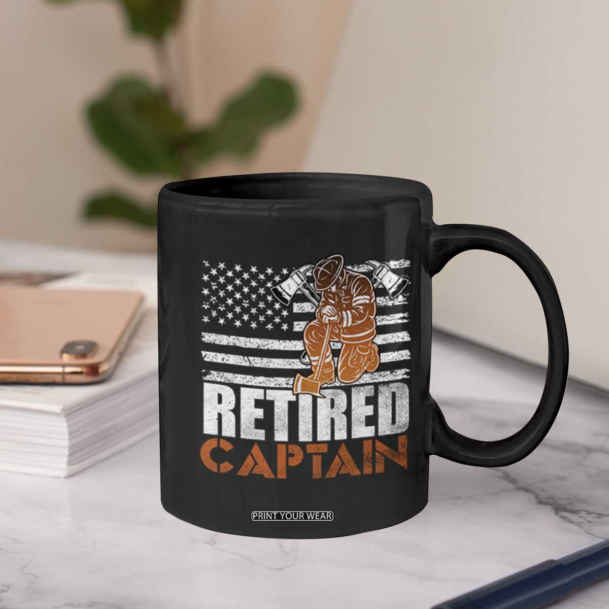 Retired Firefighter Captain Coffee Mug Vintage Retirement Gifts Fireman American Flag TS10 Print Your Wear