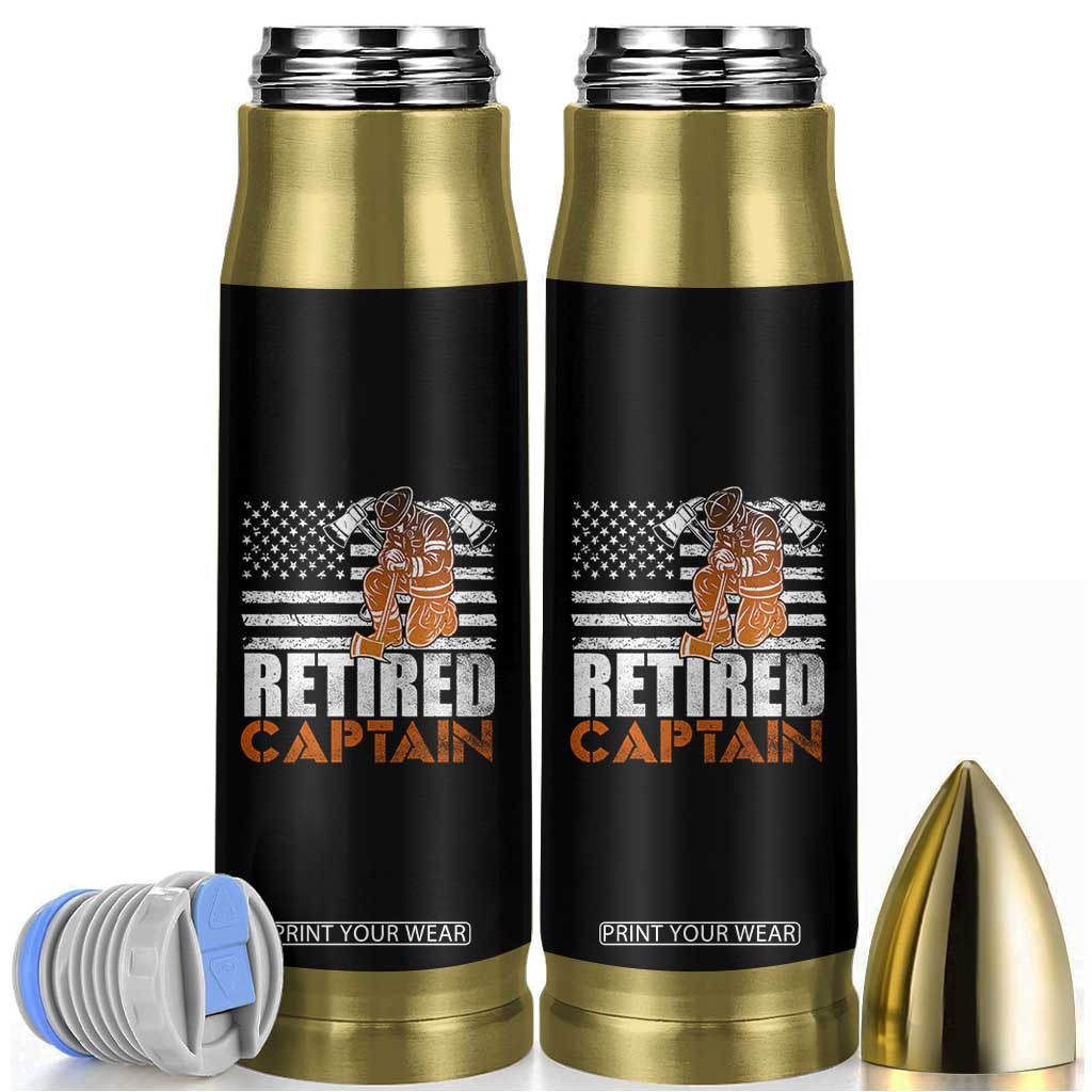 Retired Firefighter Captain Bullet Tumbler Vintage Retirement Gifts Fireman American Flag TS10 Black Print Your Wear