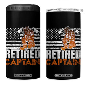 Retired Firefighter Captain 4 in 1 Can Cooler Tumbler Vintage Retirement Gifts Fireman American Flag TS10 One Size: 16 oz Black Print Your Wear