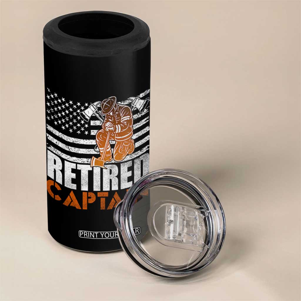 Retired Firefighter Captain 4 in 1 Can Cooler Tumbler Vintage Retirement Gifts Fireman American Flag TS10 Print Your Wear