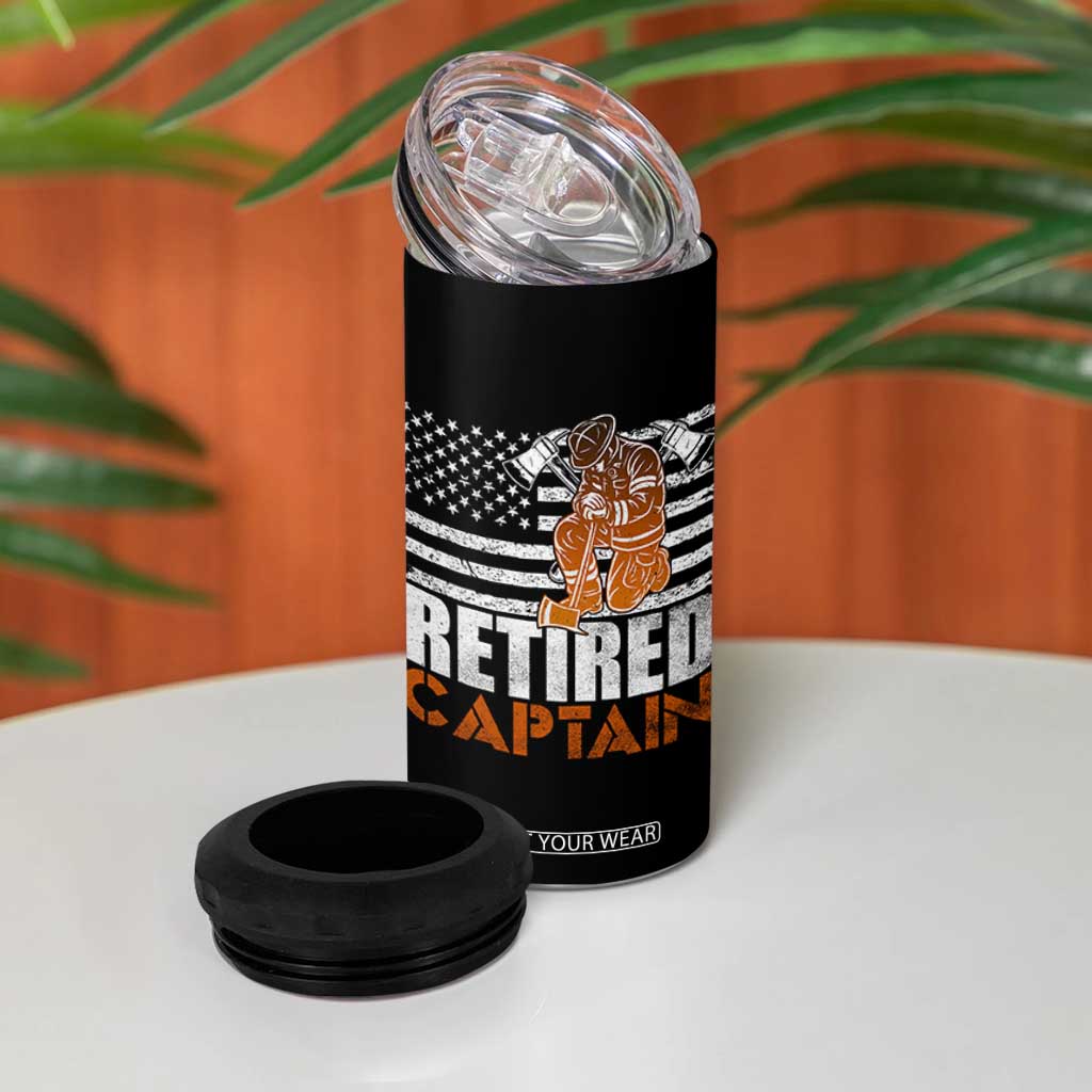 Retired Firefighter Captain 4 in 1 Can Cooler Tumbler Vintage Retirement Gifts Fireman American Flag TS10 Print Your Wear