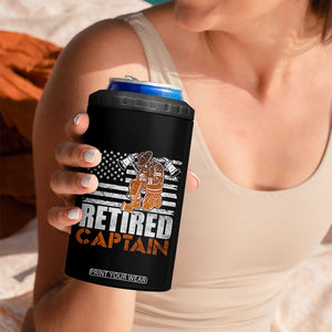 Retired Firefighter Captain 4 in 1 Can Cooler Tumbler Vintage Retirement Gifts Fireman American Flag TS10 Print Your Wear