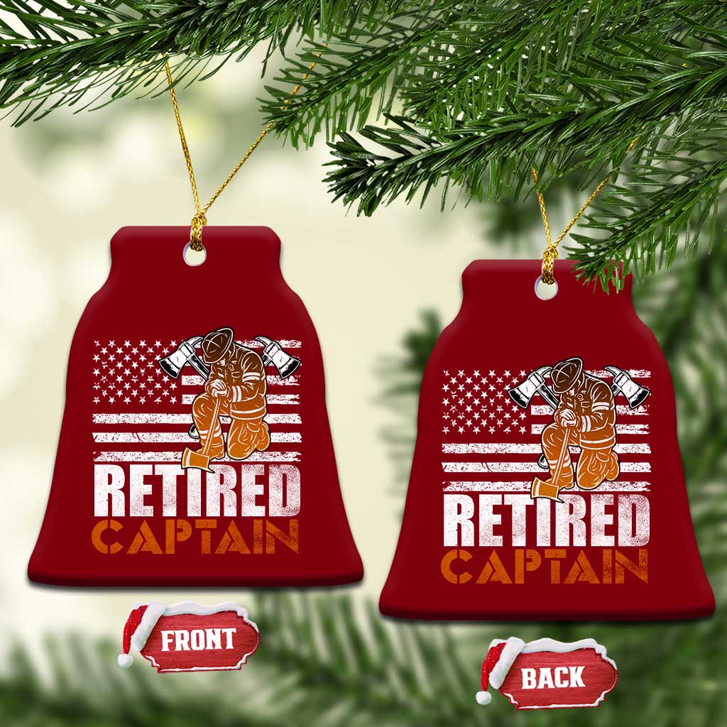 Retired Firefighter Captain Ceramic Ornament Vintage Retirement Gifts Fireman American Flag TS10 Print Your Wear