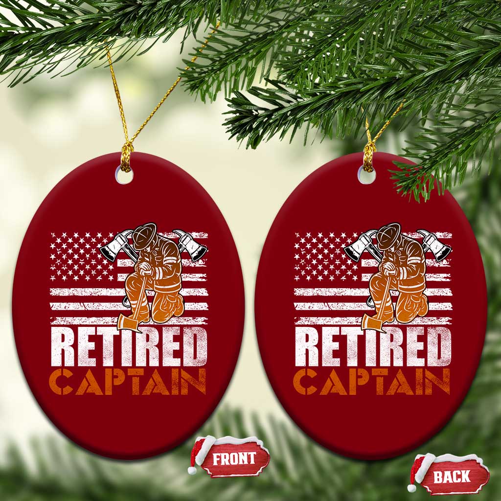 Retired Firefighter Captain Ceramic Ornament Vintage Retirement Gifts Fireman American Flag TS10 Print Your Wear