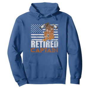 Retired Firefighter Captain Hoodie Vintage Retirement Gifts Fireman American Flag TS10 Royal Blue Print Your Wear