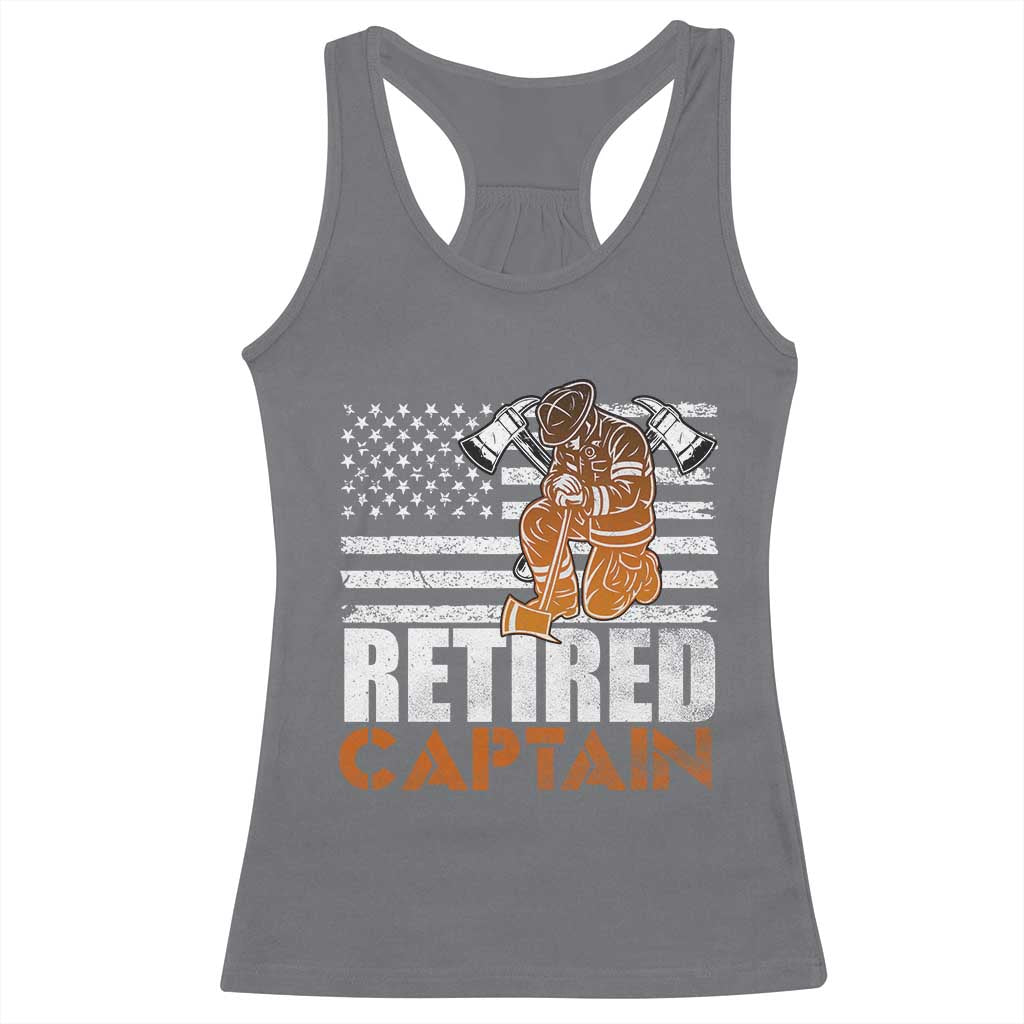 Retired Firefighter Captain Racerback Tank Top Vintage Retirement Gifts Fireman American Flag TS10 Charcoal Print Your Wear