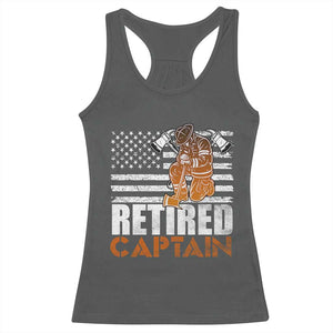 Retired Firefighter Captain Racerback Tank Top Vintage Retirement Gifts Fireman American Flag TS10 Dark Heather Print Your Wear