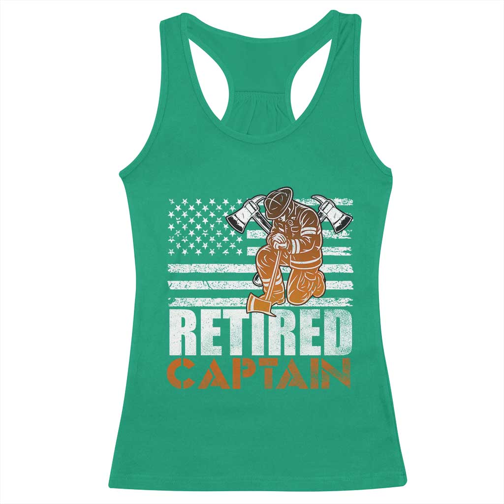 Retired Firefighter Captain Racerback Tank Top Vintage Retirement Gifts Fireman American Flag TS10 Irish Green Print Your Wear