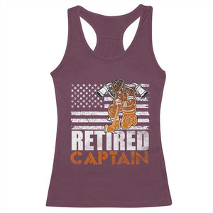 Retired Firefighter Captain Racerback Tank Top Vintage Retirement Gifts Fireman American Flag TS10 Maroon Print Your Wear
