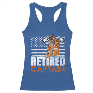 Retired Firefighter Captain Racerback Tank Top Vintage Retirement Gifts Fireman American Flag TS10 Royal Blue Print Your Wear