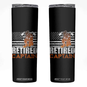 Retired Firefighter Captain Skinny Tumbler Vintage Retirement Gifts Fireman American Flag TS10 Black Print Your Wear