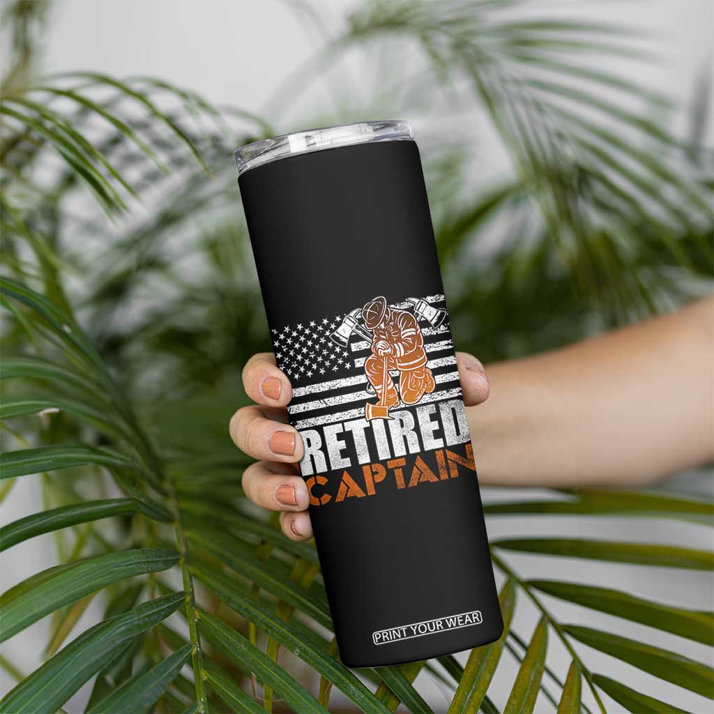 Retired Firefighter Captain Skinny Tumbler Vintage Retirement Gifts Fireman American Flag TS10 Print Your Wear