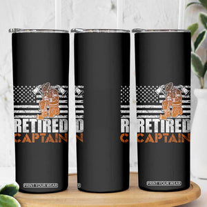 Retired Firefighter Captain Skinny Tumbler Vintage Retirement Gifts Fireman American Flag TS10 Print Your Wear