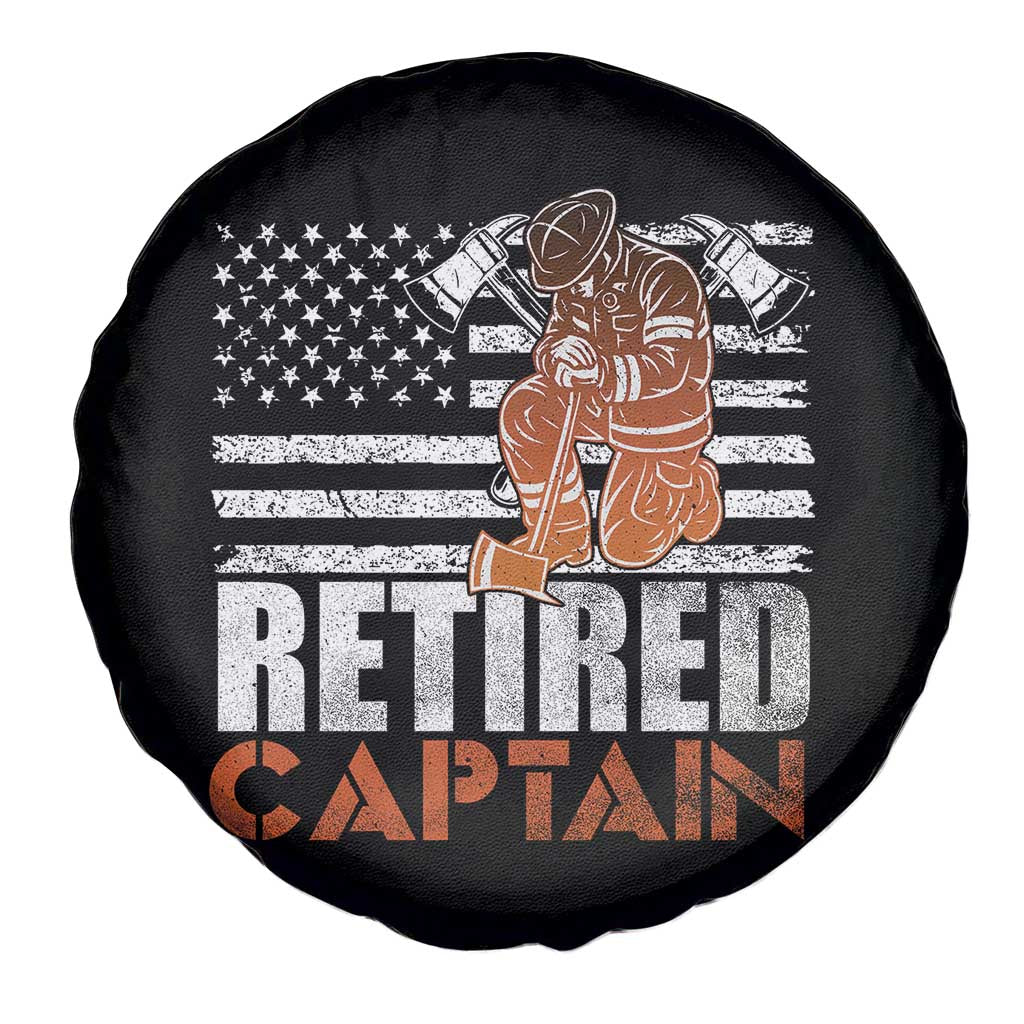 Retired Firefighter Captain Spare Tire Cover Vintage Retirement Gifts Fireman American Flag TS10 Print Your Wear