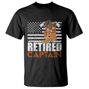 Retired Firefighter Captain T Shirt Vintage Retirement Gifts Fireman American Flag TS10 Black Print Your Wear