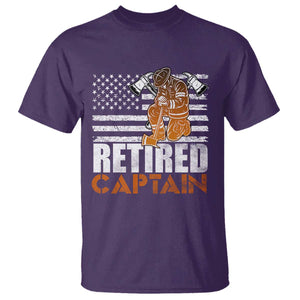 Retired Firefighter Captain T Shirt Vintage Retirement Gifts Fireman American Flag TS10 Purple Print Your Wear