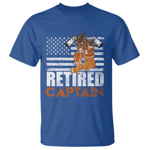 Retired Firefighter Captain T Shirt Vintage Retirement Gifts Fireman American Flag TS10 Royal Blue Print Your Wear