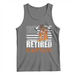 Retired Firefighter Captain Tank Top Vintage Retirement Gifts Fireman American Flag TS10 Black Heather Print Your Wear