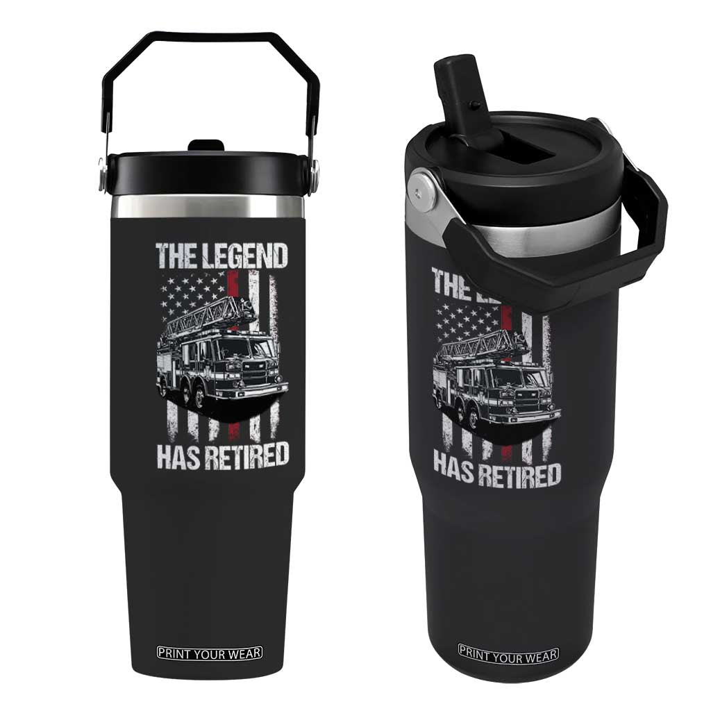 Retired Firefighter Flip Straw Tumbler American Flag Vintage Fireman Retirement Gifts TS10 One Size: 30 oz Black Print Your Wear