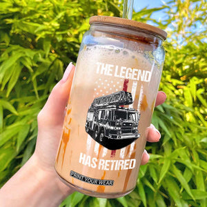 Retired Firefighter Glass Can American Flag Vintage Fireman Retirement Gifts TS10 Black Print Your Wear