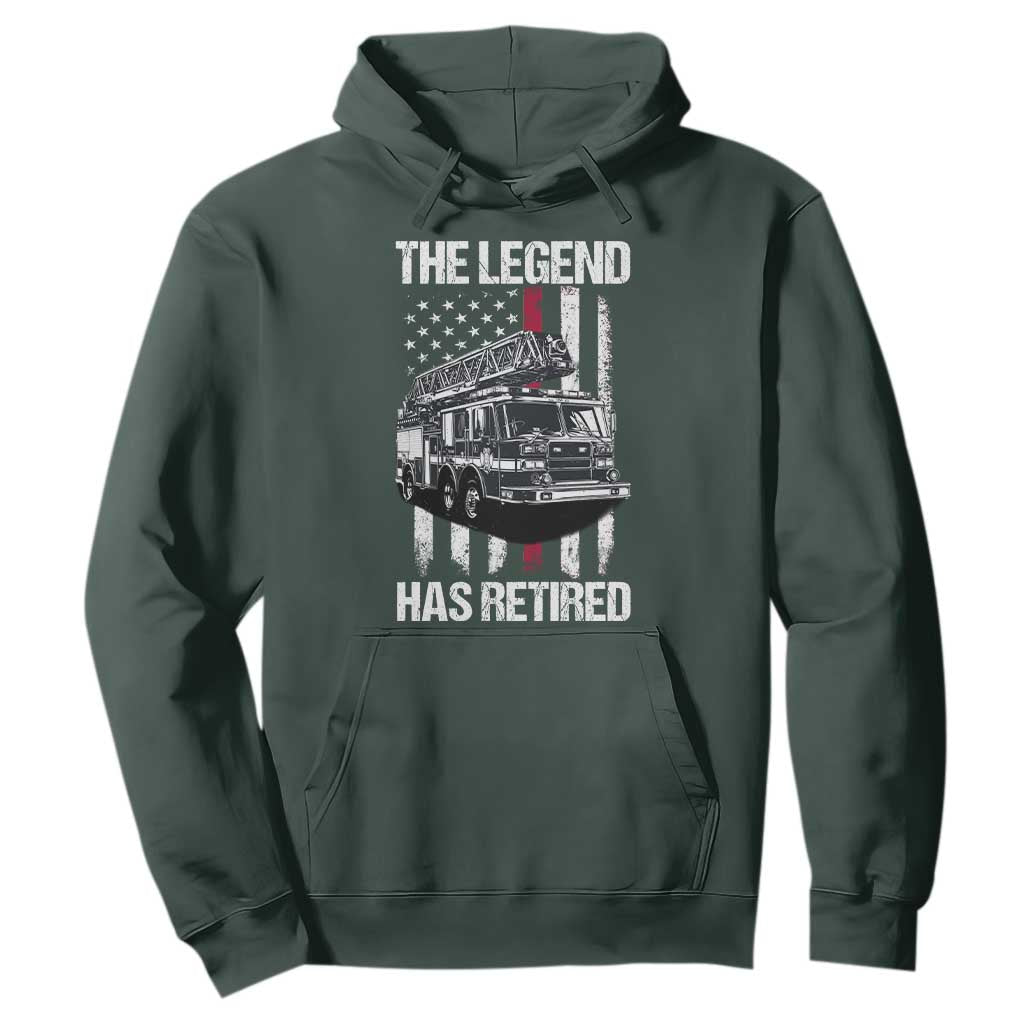 Retired Firefighter Hoodie American Flag Vintage Fireman Retirement Gifts TS10 Dark Forest Green Print Your Wear