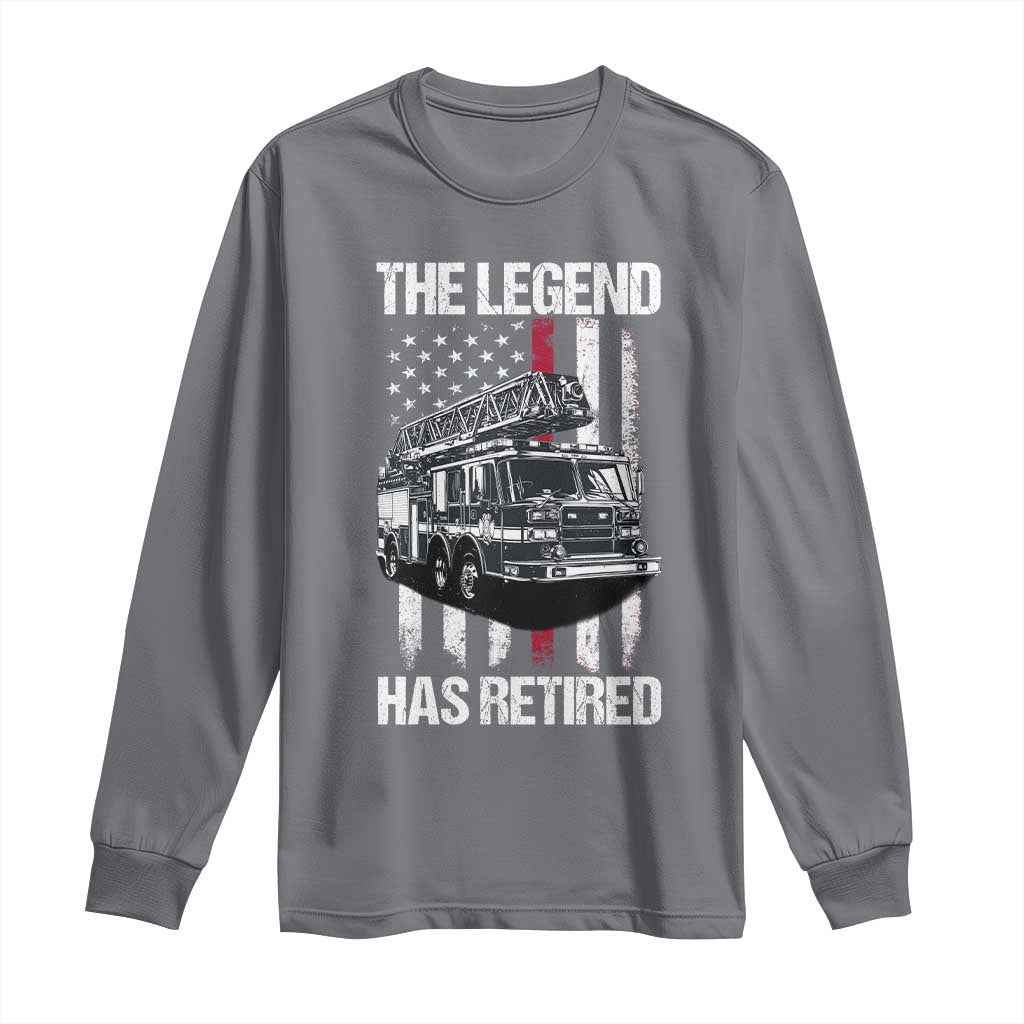 Retired Firefighter Long Sleeve Shirt American Flag Vintage Fireman Retirement Gifts TS10 Charcoal Print Your Wear