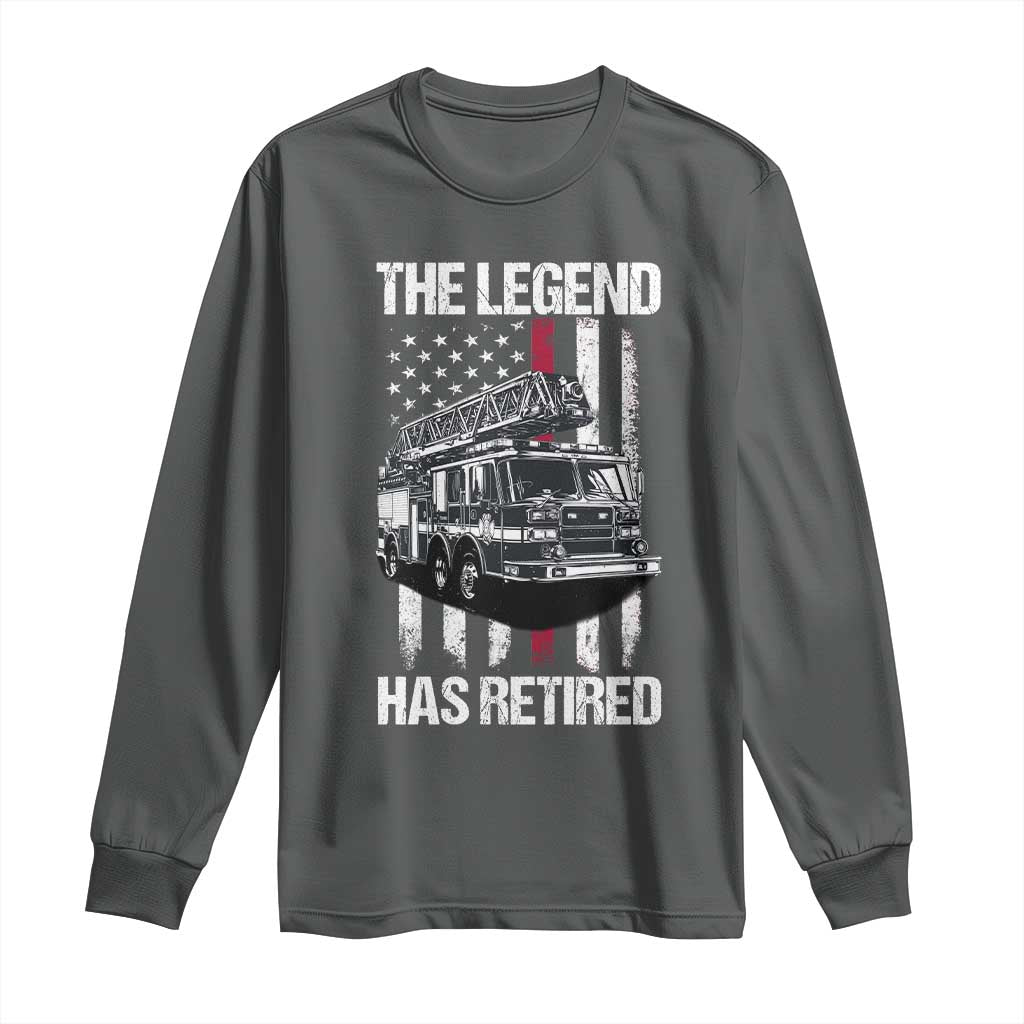 Retired Firefighter Long Sleeve Shirt American Flag Vintage Fireman Retirement Gifts TS10 Dark Heather Print Your Wear
