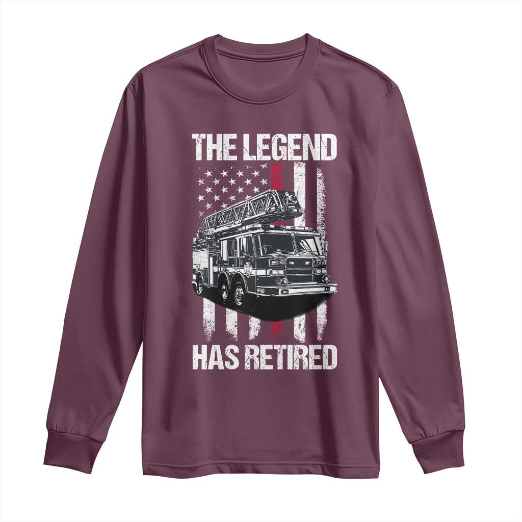 Retired Firefighter Long Sleeve Shirt American Flag Vintage Fireman Retirement Gifts TS10 Maroon Print Your Wear
